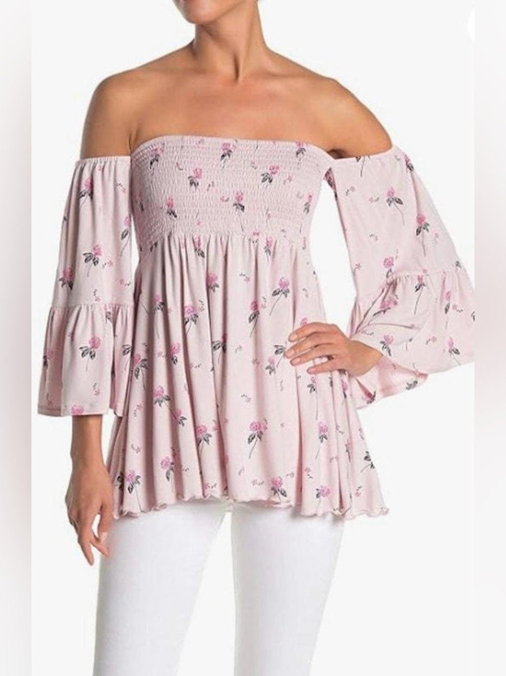 Free People✨ Lana Floral Smocked Blouse
